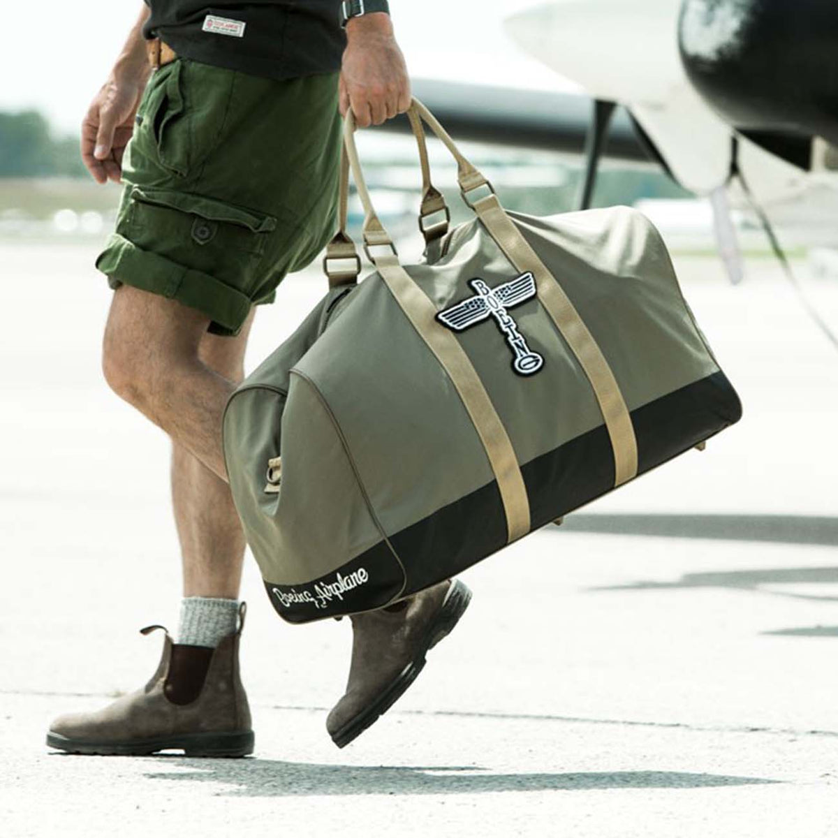 Boeing leather travel bag