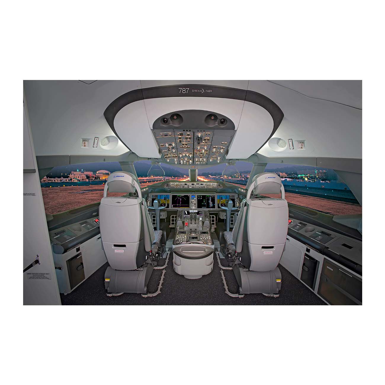 Boeing 787 Dreamliner Flight Deck Small Matted Print