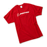 Product image of the t-shirt in a red color with white Boeing logo across the chest.