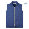 Full product image of the vest in ocean blue color. 2 way zipper.  White Boeing logo on left chest.  2 side pockets.