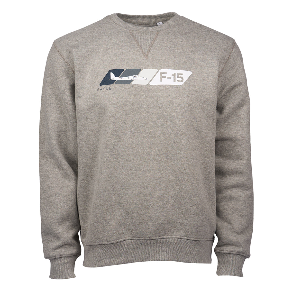 Full product image of the sweatshirt with the F-15 Velocity graphic across the chest.