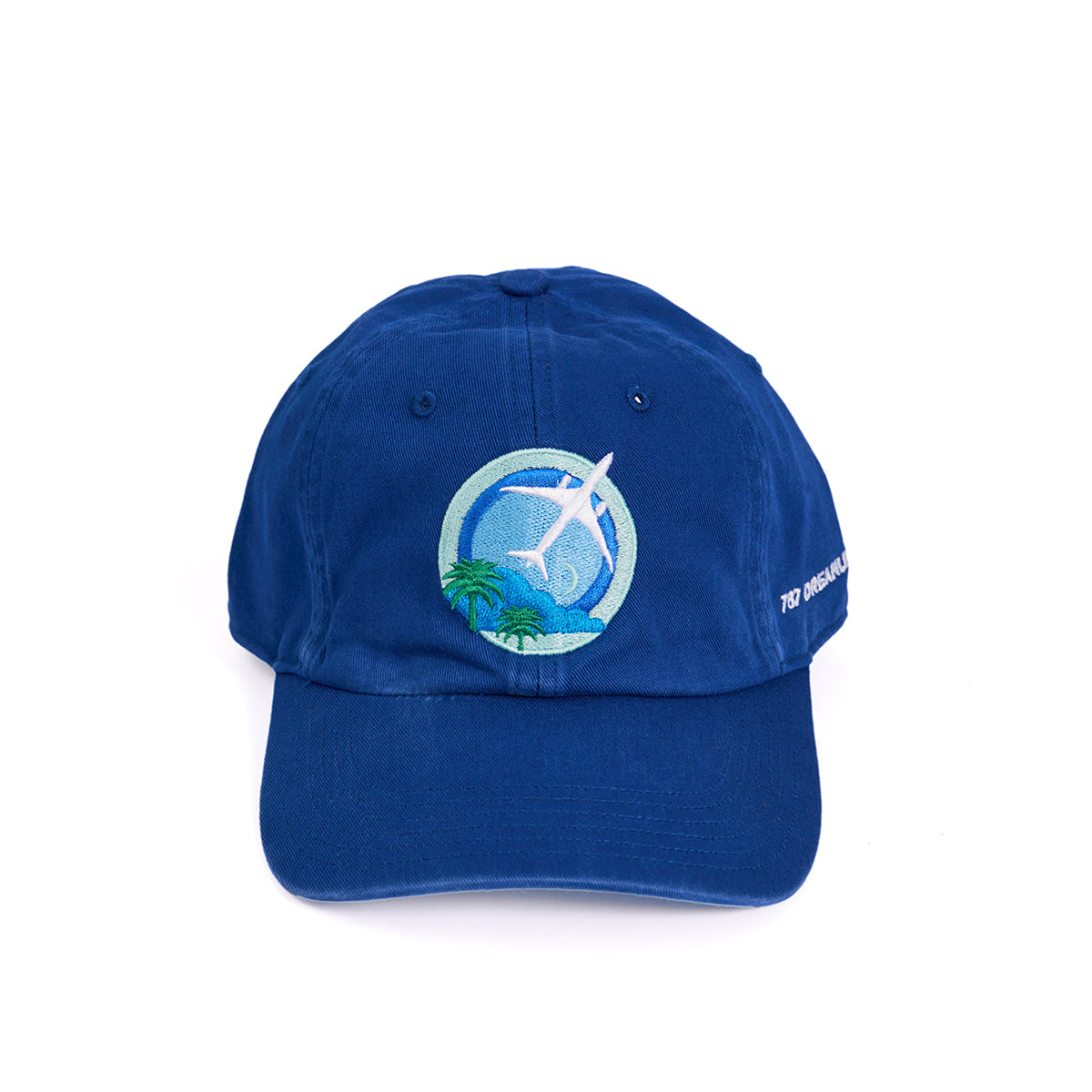 Skyward hat, featuring the iconic Boeing 787 Dreamliner embroidered in a roundel design on the front.