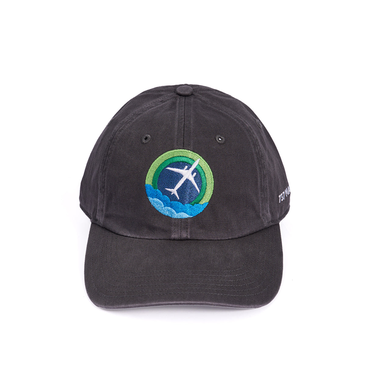 Skyward hat, featuring the iconic Boeing 737 MAX embroidered in a roundel design on the front.