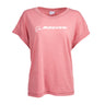 Vintage washed women's tee in a washed pink color with white Boeing  signature logo across the chest