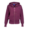 Plum full-zip hoodie with plum Boeing signature logo on left chest.  Metal Boeing symbol logo on the zipper.  