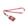 Full product image of the lanyard in red and orange. Boeing T-7A Red Hawk Skyward sublimation print. Full printed PVC card with Boeing T-7A Red Hawk Skyward roundel design.