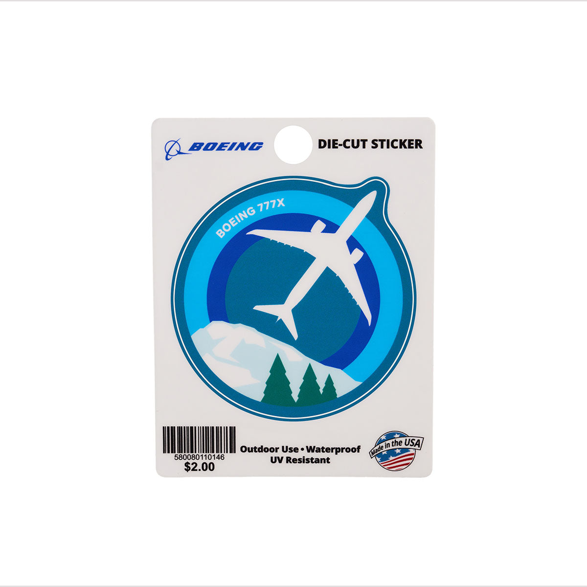 Skyward sticker, featuring the iconic Boeing Boeing 777X in a roundel design.
