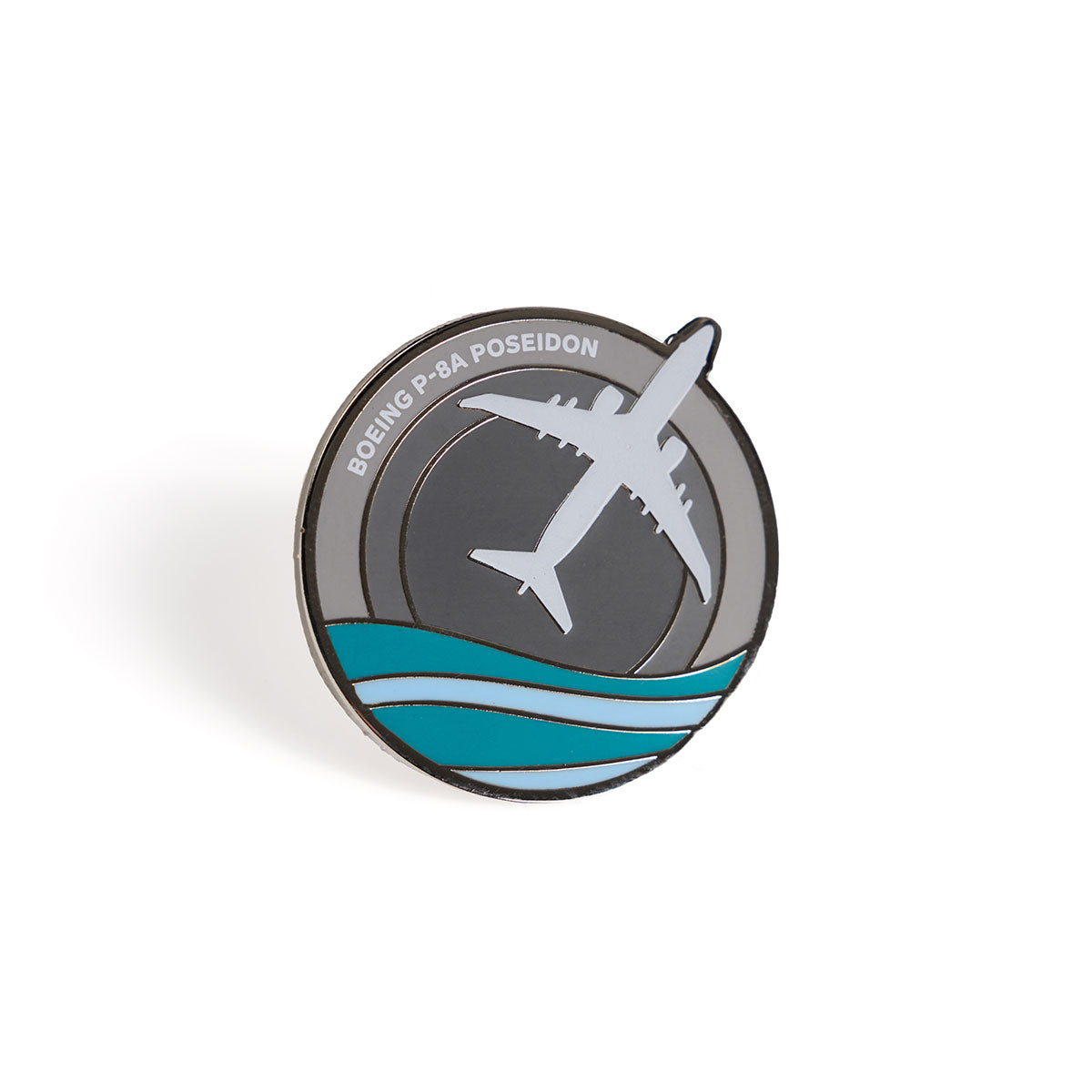 Skyward lapel pin, featuring the iconic Boeing P-8 Poseidon in an enamel roundel design.