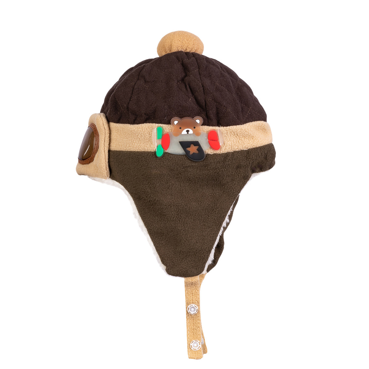 Beanie Baby Pilot Earflap Cap Side View Brown